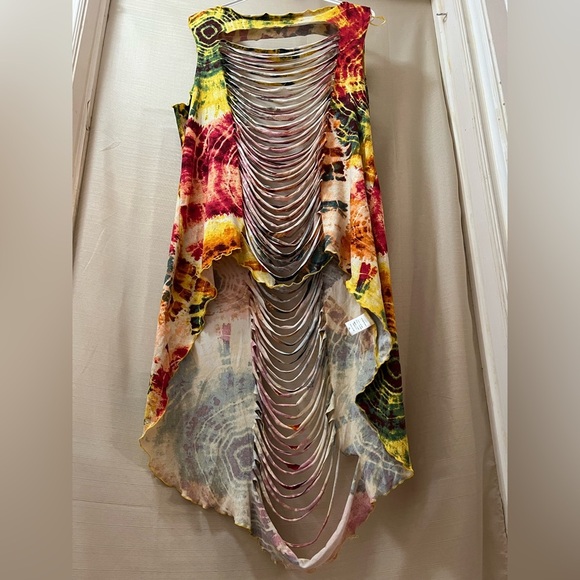 ⚪️ Love an Multicolor Tie-Dye High-Low Top Size XL Fun Festival Hippie Boho - Picture 7 of 9